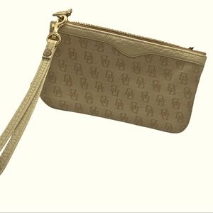Dooney & Bourke tan and brown wristlet